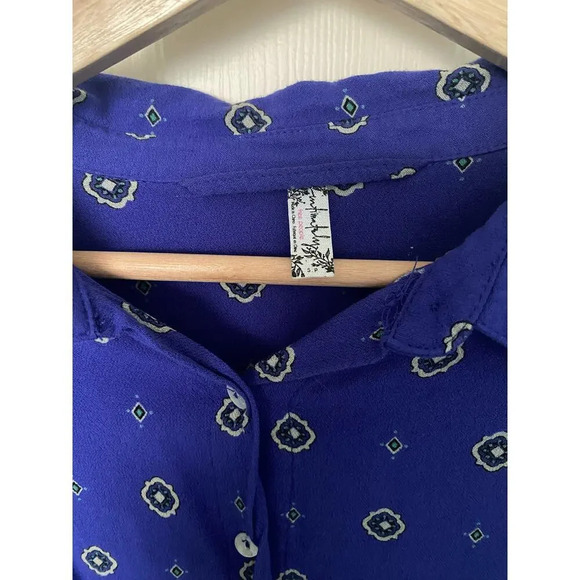 Free People Women's Botton Down Peasant Long Sleeve Blouse Size S - Picture 5 of 6